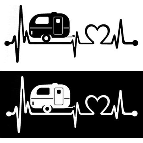 Camper Travel Hiker Camper Heartbeat Vinyl window Door Sticker Decoration 20.3x8.9cm