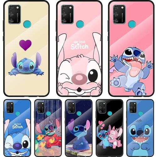 Cute Lilo Stitch Tempered Glass Cover For Honor 30 20 10 9X 8X Pro Plus Lite Silicone Phone Case Coque