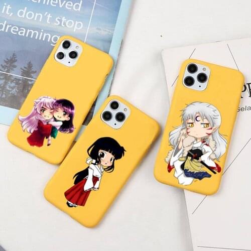 Hot Anime Inuyasha Higurashi Phone Case For iphone 12 11 Pro Max Mini XS 8 7 6 6S Plus X SE 2020 XR Candy yellow Silicone cover