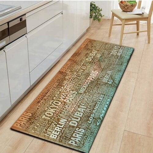 Retro Letter Home Kitchen Mat Entrance Doormat Bedroom Floor Decoration Living Room Carpet Bathroom Water Absorption Long Rug