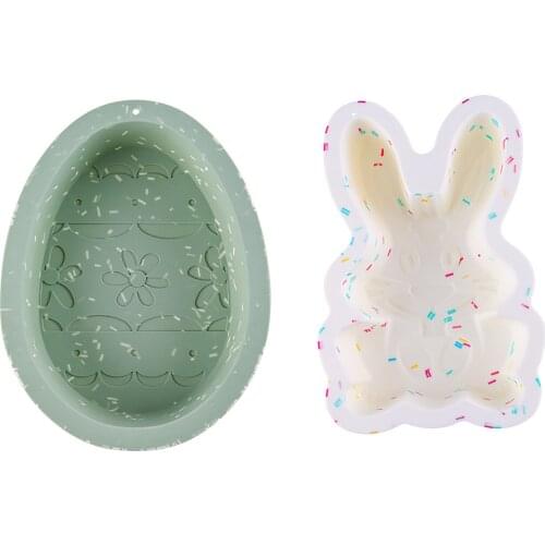 Cake Rabbit Egg Shaped Mold Easter Bunny Festival Durable DIY Handmade Silicone Fondant Chocolate Mould Baking Decorating Tools