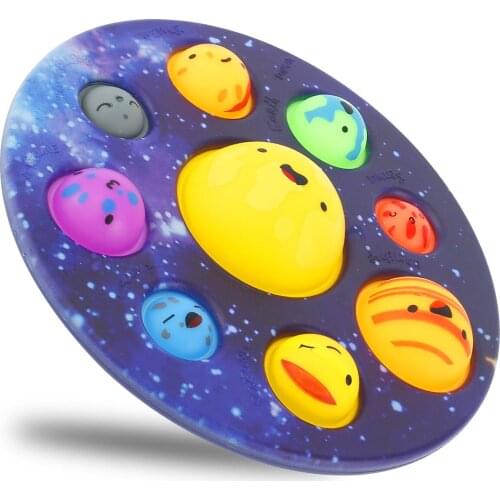 Eight Planetary Squeeze Sensory Toy Finger Push Bubble Fidget Toys Space Astronomy Toy Autism Stress Relief Toys for Kids Adults