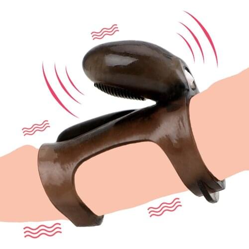 IKOKY Cock Rings Sex Toys for Men Delay Ejaculation TPE Vibration Penis Trainer Male Masturbation