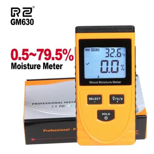 RZ Wood Moisture Meter Digital LCD Display Humidity Tester Wood Water Content Meter Detector Density Hygrometer Tools GM630