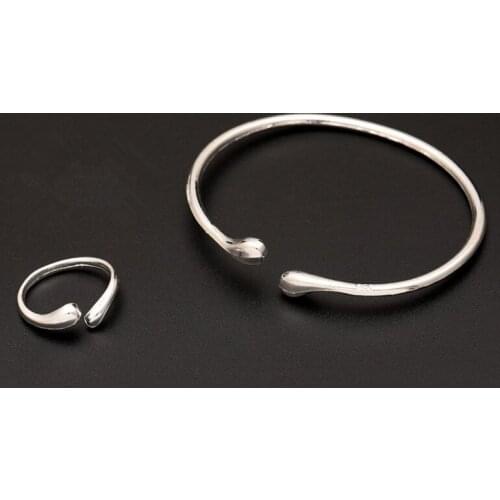 Jewelry silver jewelry set, fashion jewelry set Multi-Stands Ring Bangle Bracelet SILVER NLKK-JZS