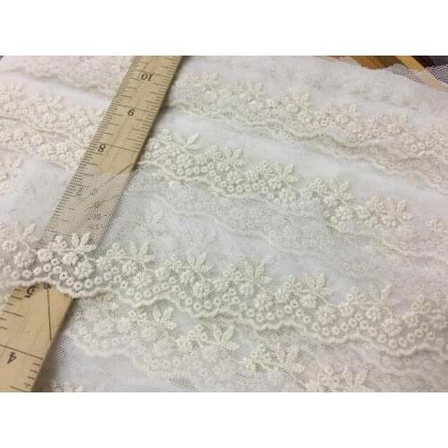 5 Meters 5.5cm New Cotton Guipure Beige Embroidery Lace Trim Fabric DIY Sewing Garment Accessories Quilting Dress Meterial