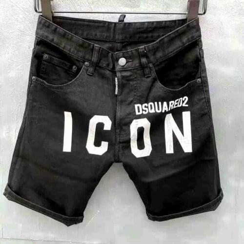 2021 Summer New Style Dsquared2 Black Casual Denim Shorts Fashion Simple Letter Logo Printing Five-Point Pants