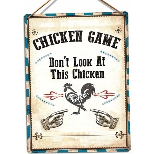Chicken Game Metal Wall Sign Plaque Art Funny Rustic Western Circus Carnival(Visit Our Store, More Products!!!)