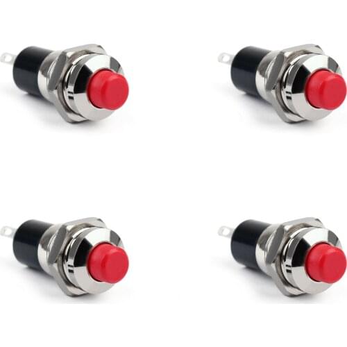 Artudatech 4Pcs New Mini Push Button SPST Momentary N/O OFF-ON Switch 10mm Red Black For Car