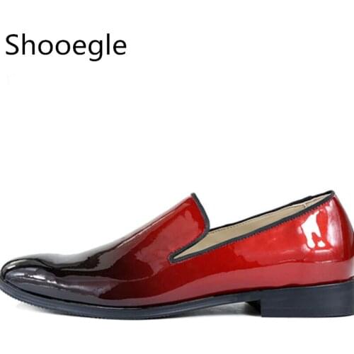 Fashion Dandelion Flat Low Top Slip on Men Loafers Patent Leather Color Gradient Dress Shoes for Men EU39-EU46