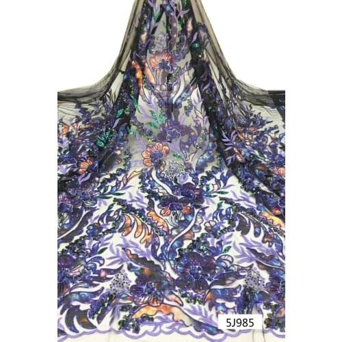 New french design tulle lace with sequins for dress african net lace ZH-11183 high quality