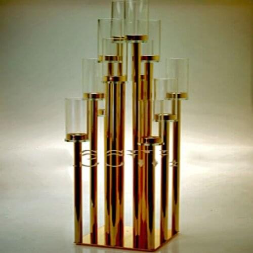 Luxury event decoration crystal gold candelabra 12 arm for wedding table centerpiece yudao88