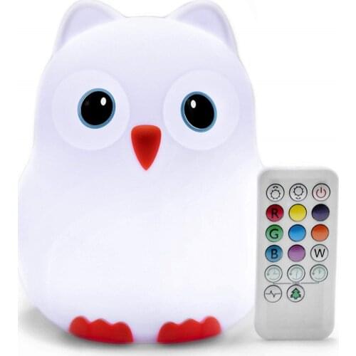 Bird Penguin Owl LED Night Light Touch Sensor Remote Control RGB Dimmable Timer USB Rechargeable Silicone Lamp for Children Baby
