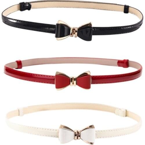 Women PU Leather Vintage Bow Fashion Casual Soft Simple Pin Buckle Belt