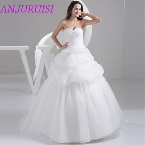 ANJURUISI Sweetheart A Line Wedding Dresses 2020 Elegant White Organza Pleat Bridal Dress 2019 Vestido De Novia Zipper Back