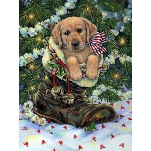 Animal Dog DIY Embroidery 11CT Cross Stitch Kits Needlework Set Cotton Thread Printed Canvas Home Decoration For Living Room