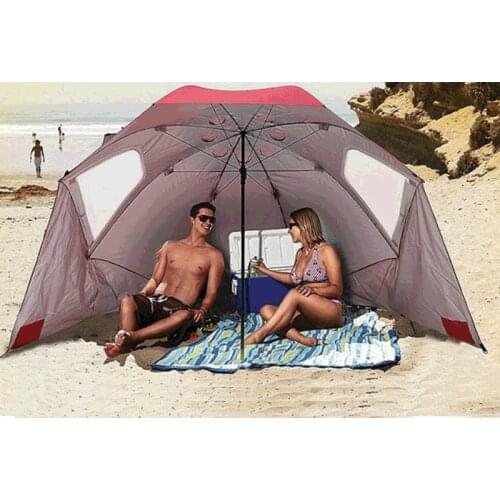 Outdoor leisure 2.4m Oxford silver tape breathable beach umbrella with transparent window fishing umbrella