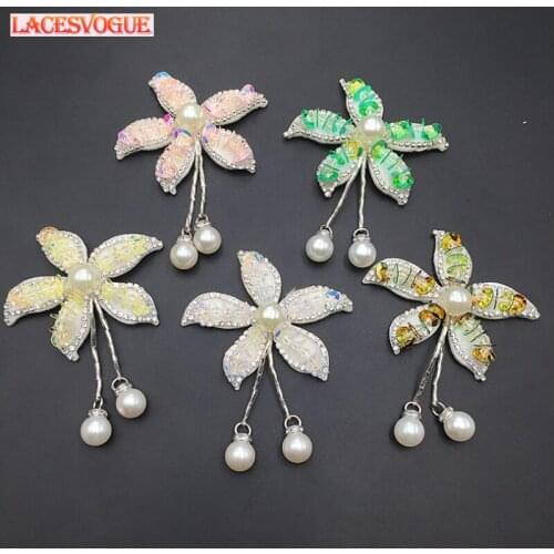 10PCS 6.5*10cm Rhinestones patches DIY Handmade applique accessories Garment needlework sewing Cloth paste decoration 178