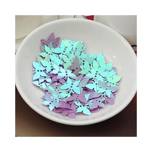 1000pcs Loose Butterfly Sequins 12*17mm PVC Sequin Flat Paillette Decoration With 2 Holes Light Purple AB Confetti