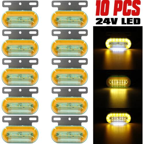 10X 24V 12 LED Car Truck Side Marker Lights External Lights Signal Indicator Lamp Warning Tail Light 3 Modes Trailer Lorry