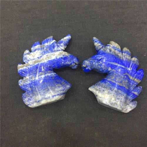 2pcs chakra stone natural stones and minerals lapis lazuli carving Unicorn figurine healing crystal as gift for home decoration