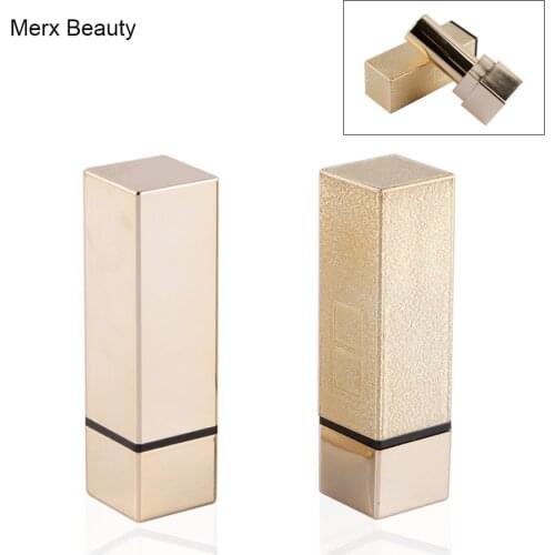 50PCS 4G Empty Luxury Gold Lipstick Tube Square Plastic Lip Balm Tube/Case DIY Lipstick Cosmetic Container Merx Beauty Brand
