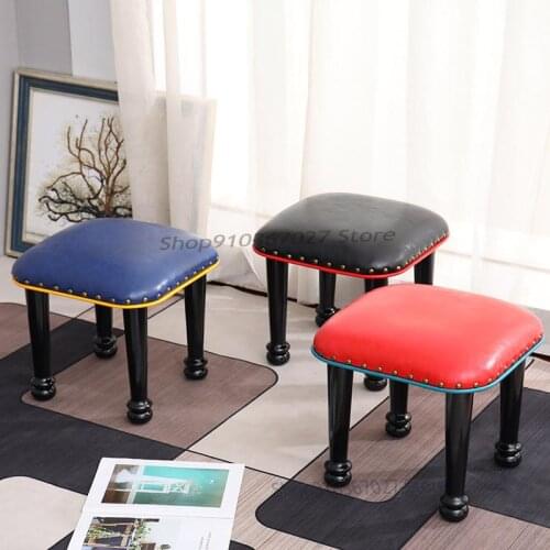 American Coffee Table Stool Entrance Hall Shoe Changing Stool Solid Wood Small Stool Foot Net Red Living Room Sofa Stool