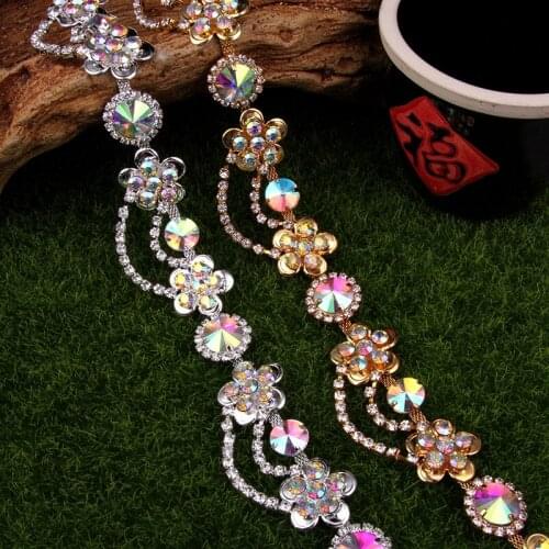 Free Shipping 5yards Rhinestone crystal Chain Bridal Sash Rhinestone Applique, Wedding Applique,Rhinestone Trimming LSRT049