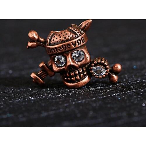 1 Piece Pirate Skull Shape Copper Inlaid White Zircon Copper Beads For Handmade DIY Bracelet Making Parts 2020 Jewelry Gifts