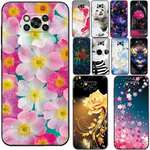 For Xiaomi POCO X3 NFC Case Flower Style Phone Bag on POCO X3 NFC Soft TPU Protective Cover For Xiaomi POCO X3 NFC Silicone Case