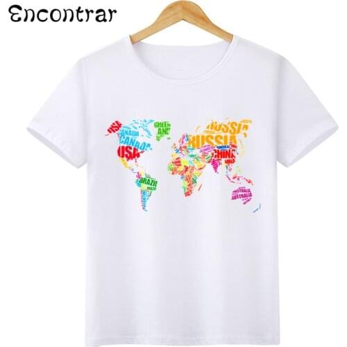 Kids World Map Design T Shirt Boys/Girls Casual Short Sleeve Tops Childrens Funny T-Shirt,HKP6052