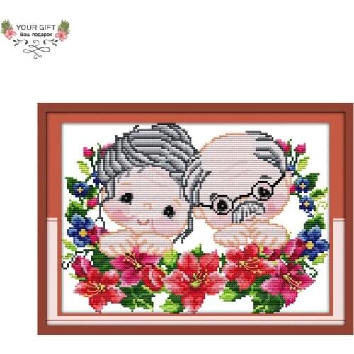 Joy Sunday Free Shipping Counted and Stamped Be Together Till Old Embroidery Cross Stitch kits for Home Decoration R199