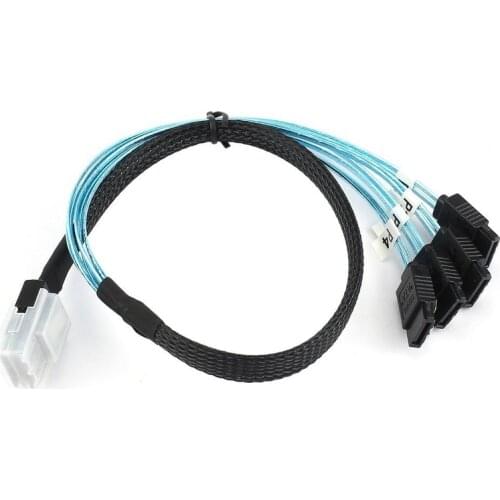 Mini SAS 4i SFF-8087 36P 36-Pin Male To 4 SATA 7-Pin Splitter Adapter Cable 0.5M Connecter Support for 10 GBPs Band