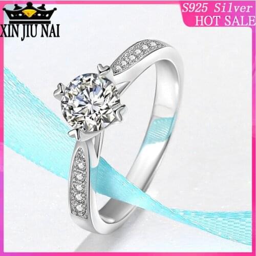 925 sterling silver New white goldo color-preserving ring female model Baxin Bajian 5A zircon diamond diamond rings for women