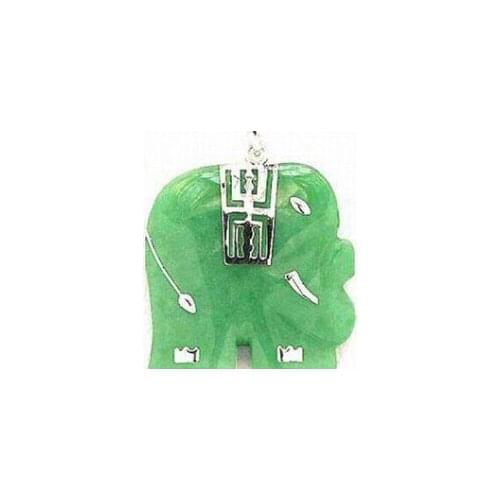 Lovely Green stone 18KWGP Elephant Pendant & Necklace