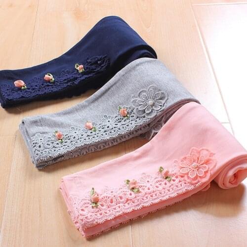 2019 new toddler girls lace leggings 3-12y big kids long pants school girls sweet lace leggings high quality children clothing