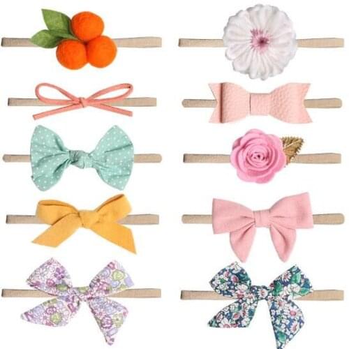 MengNa 60pc/lot New Cotton Fabric Bows Nylon Headbands Girls Print Bows Headbands Children Kids Hair Accessories