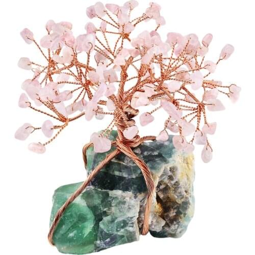 Mini Tree Irregular Stone Money Tree Natural Crystal Lucky Tree For Wealth Room Decor Ornaments Table Decoration Accessories