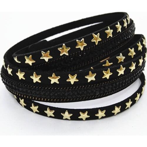 Black Star Multilayer Statement Ethnic Trendy Wide Leather Bracelets Women Fashion Girl Cuff Bangle Female Jewelry geometric