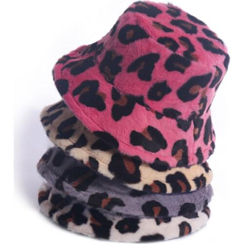 Fashion Leopard Bucket Hat For Women Winter Soft Panama Outdoor Hiking Fishing Cap Sunscreen Female Hats