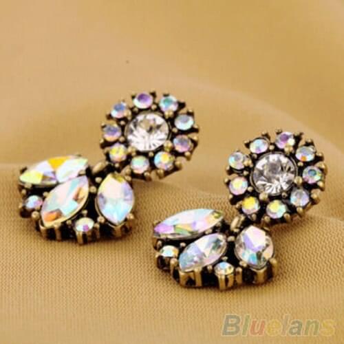 Fashion Jewelry Bohemian Resin Crystal Flower Studs Earrings For Women 1SZB