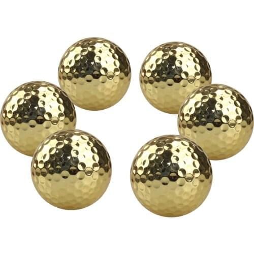 CRESTGOLF 6PCS Two Layer Golden Golf Balls Golf Practice Balls Training Two Pieces Balls As Gift