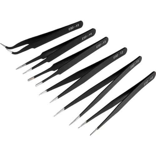 ESD Anti-Static Stainless Steel Tweezer Set Maintenance Repair Tool Kit Anti Static Model Making Tool Hand Tool Set