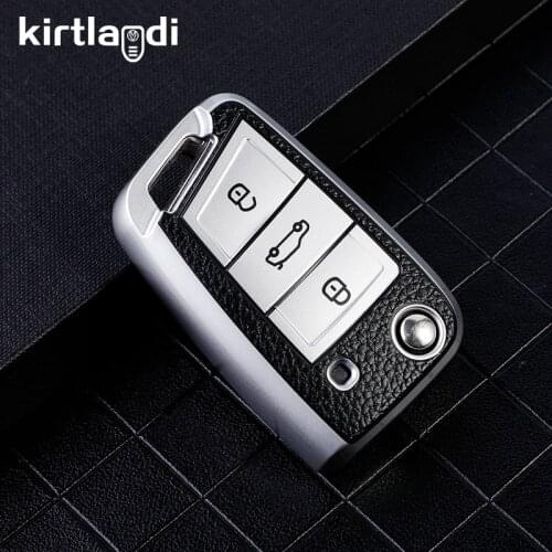 New Tpu+leather Car Key Case for Skoda Octavia A7 Fabia 2019 for Seat Ibiza Leon 5f Ateca FR for VW T-Roc 2020 Car Accessories