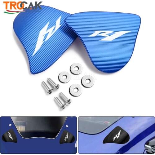 NEW LOGO R1 Motorcycle CNC Mirror Hole Cover Windscreen Driven Mirror Eliminators Cap For YAMAHA YZF R1 YZFR1 R1 2020
