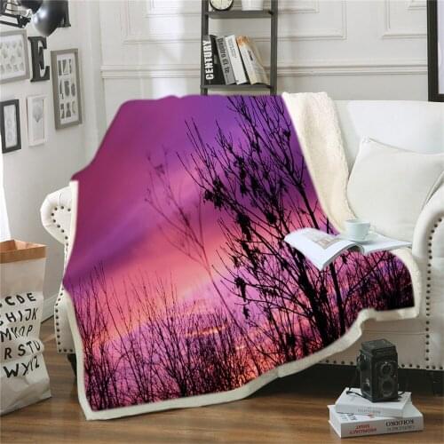 Night Landscape Bed Blanket Tree Forest Custom Blanket 3D Galaxy Planet Throw Blanket Nature Beauty