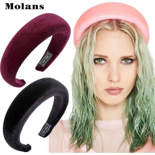 MOLANS Solid Retro Pedded Headband Thicken Sponge Hair Bands Women 90s Hair Hoop Bezel Girls Fall Winter Hair Accessories