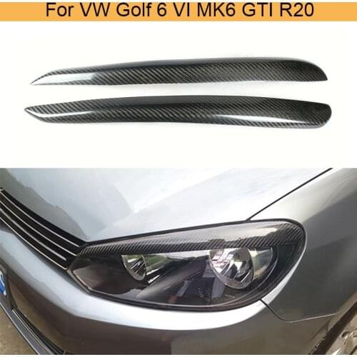 Carbon Fiber Front Headlight Eyelids Eyebrows For Volkswagen VW Golf 6 VI MK6 GTI R20 2010-2013