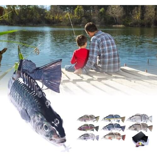 USB Rechargeable Robotic Fishing Lures Multi Jointed Bait 4 Segments Auto Electric Wobblers For Pike Swimbait LED Light Swimming