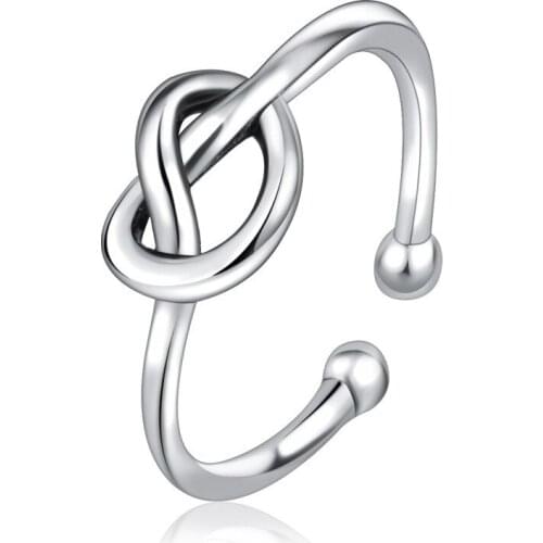 Simple Geometric Design Opening Adjustable Ring For Women Men Silver Color Finger Rings Jewelry Elegant Party Couple Accessories